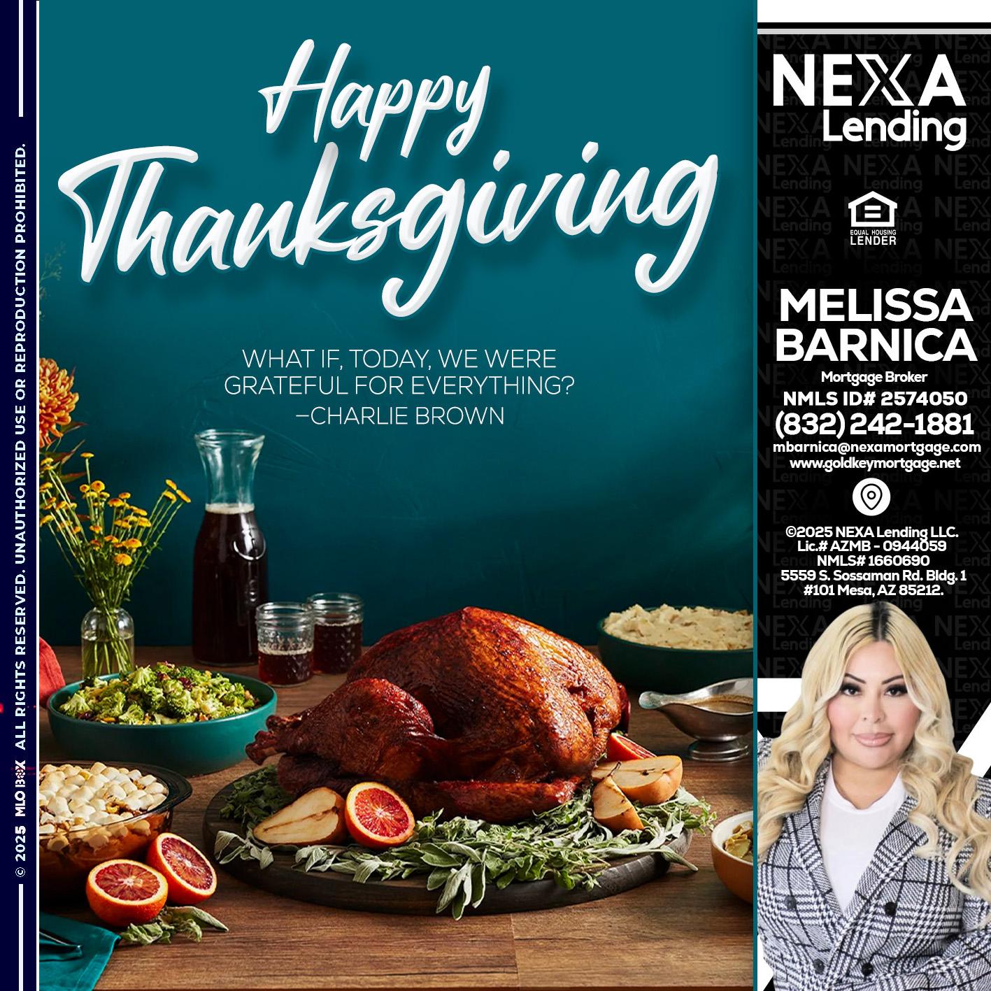 happy Thanksgiving - Melissa Barnica -Mortgage Broker