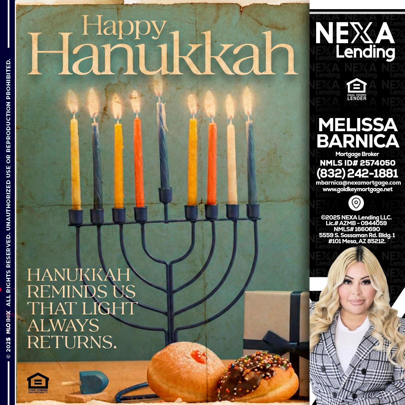 HAPPY HANUKKAH - Melissa Barnica -Mortgage Broker