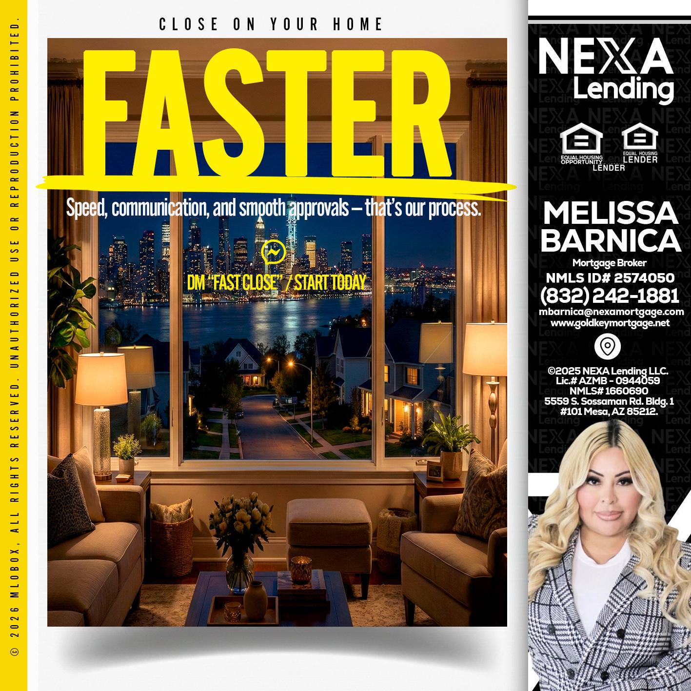 FASTER - Melissa Barnica -Mortgage Broker
