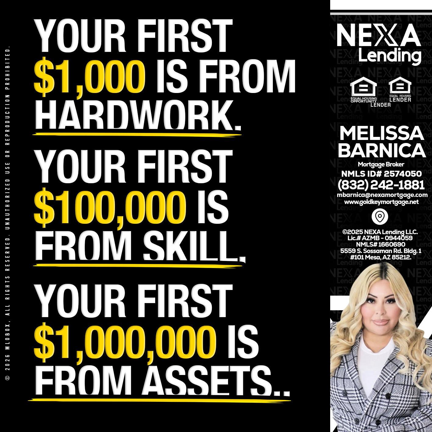 YOUR FIRST $1000 - Melissa Barnica -Mortgage Broker