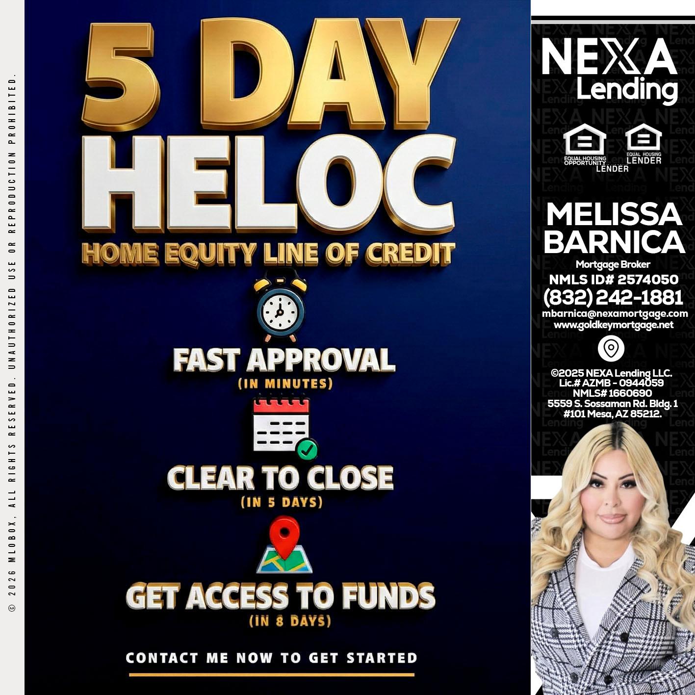 5 day hello - Melissa Barnica -Mortgage Broker