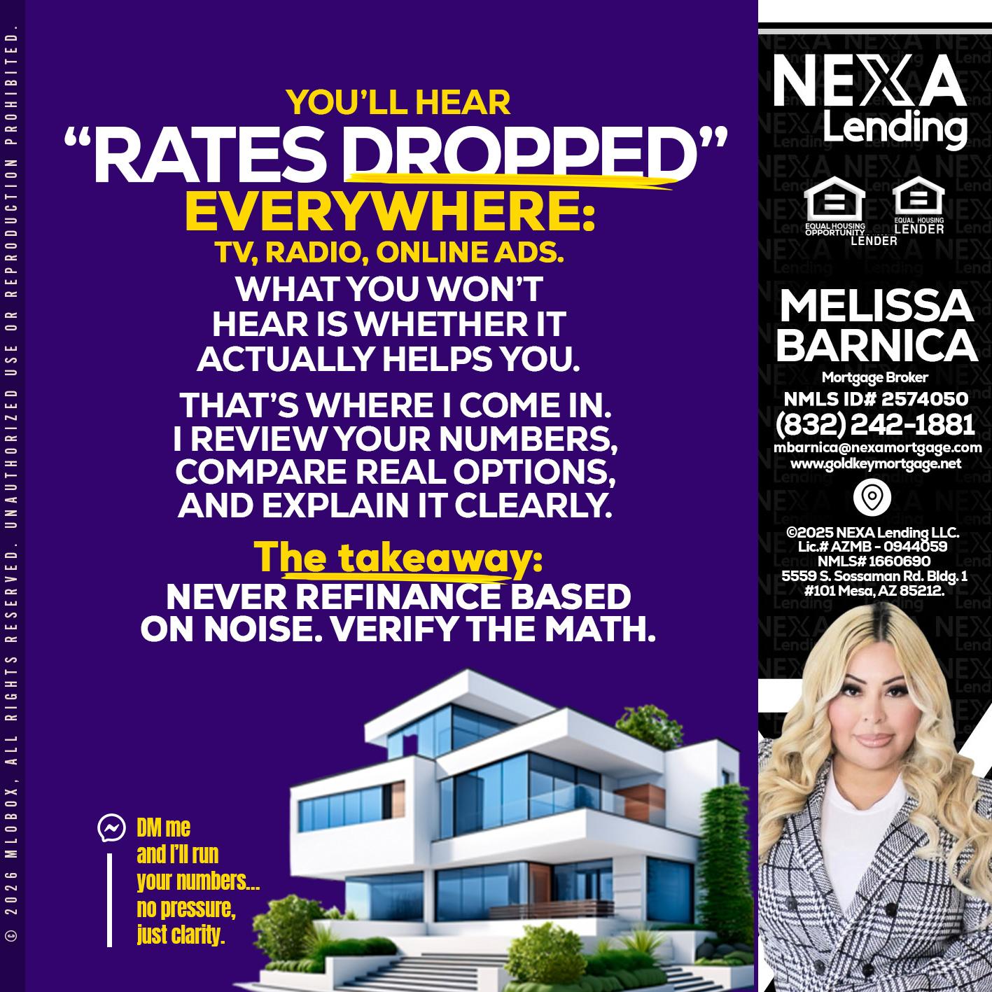 RATES DOPPED - Melissa Barnica -Mortgage Broker