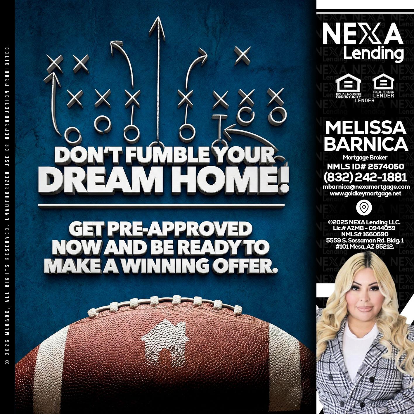 dont fumble - Melissa Barnica -Mortgage Broker