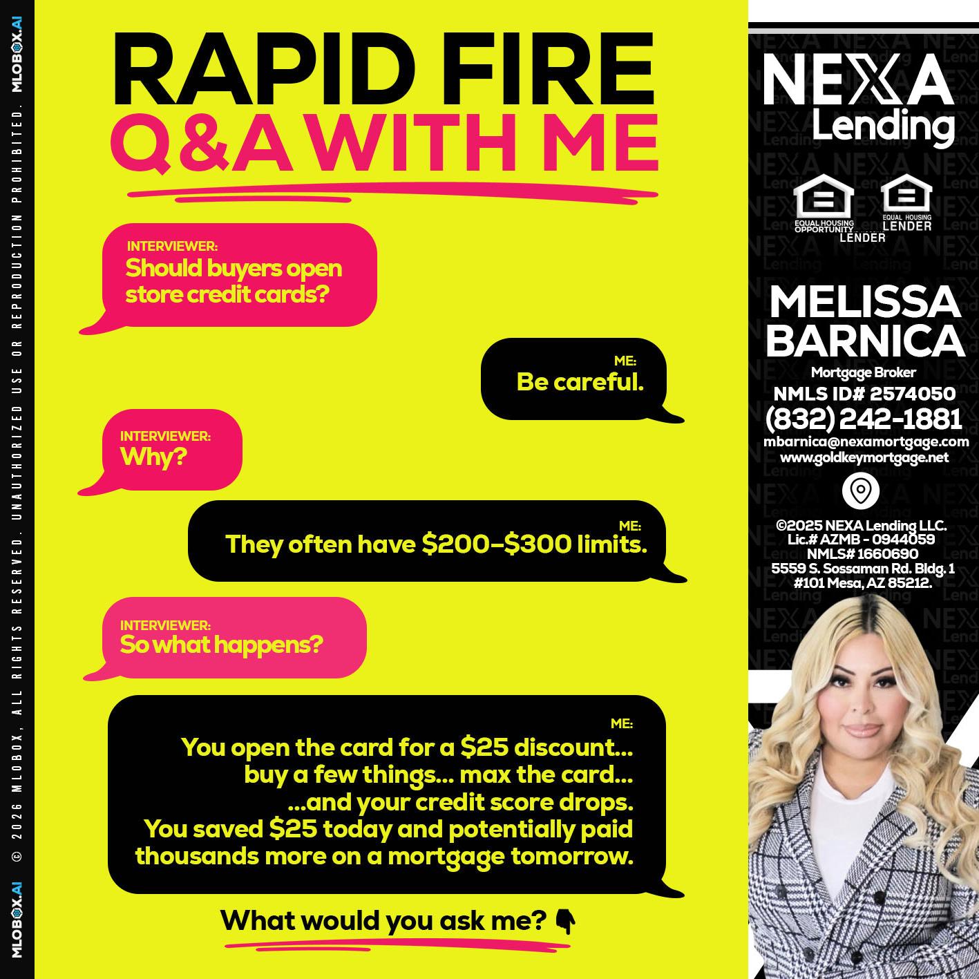RAPID FIRE Q&A - Melissa Barnica -Mortgage Broker